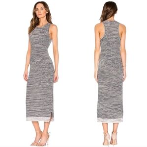 THEORY Intrella‎ Space Dye Striped Linen Blend Racerback Sleeveless Maxi Dress M
